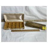 MELE VINTAGE VELVET LINED JEWELRY CASE, BRASS CASE