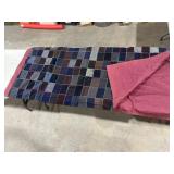 LARGE VINTAGE QUILT, 73" X 66", SOME STAINS