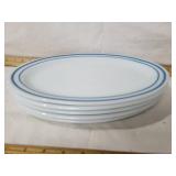 5 VINTAGE FIRE-KING BLUE STRIPPED OVAL PLATTERS