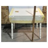 VINTAGE DROP LEAF DINNING TABLE, YELLOW ACCENT