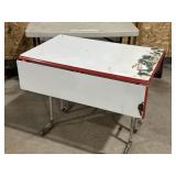 ART DECO ENAMEL TOP DINNING TABLE W/ HOMEMADE LEGS