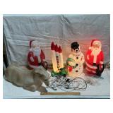 SEVERAL VINTAGE BLOW MOLD LIGHTED DECOTATIONS, 60S