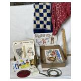 KNICK-KNACKS OLD BANDANNAS, BAND AID TIN, GLASS