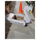 WELCOME WOOD SWAN PLANTER