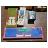 CHRISTMAS TAPER HOLDER, CANDLES, GLASS BELL