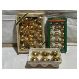 VINTAGE SETS OF GOLD CHRISTMAS BALL ORNAMENTS