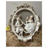 CHALKWARE VICTORIAN-STYLE WALL HANGING PLAQUE