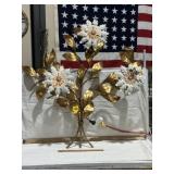 VINTAGE GOLD METAL FLORAL LIGHTED WALL DECOR