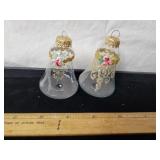 2 VINTAGE CLEAR BELL XMAS TREE DECORATIONS