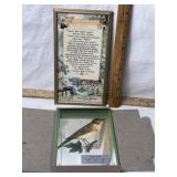 VINTAGE GLASS ADVERTISING SIGN, FRAMED ADVERTISING