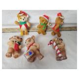 VTG. FLOCKED TEDDY BEAR TREE DECORATIONS