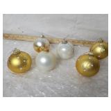 GLASS CHRISTMAS BALL ORNAMENTS, GOLD, WHITE