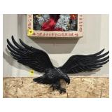 CAST IRON EAGLE WALL HANGING FIGURE, 37" L X 18"