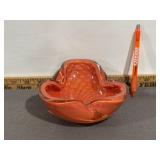 MURANO ART GLASS BOWL ORANGE W/ GOLD FLECKS
