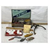 OLD FISHING LURES, WOOD & BAKELITE CHECKER PIECES