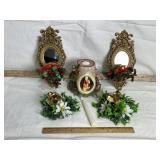 VINTAGE CANDLES & CANDLE HOLDERS, 2 WALL HANGING