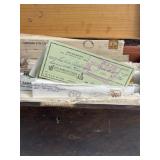 WOOD BOX FULL OF PAPERWORK, LETTERS, NEWSPAPER