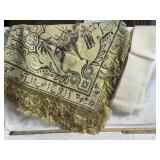 VINTAGE TABLE CLOTH W/ FRINGE, 104" X  48"