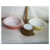 3 VINTAGE PYREX MIXING BOWLS, 1-EARLY AMERICAN
