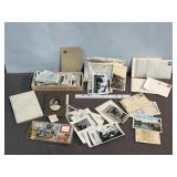 BOX OF B & W PHOTOS, CARDS, PAPERS