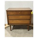 VINTAGE DIXI 3 DRAWER END TABLE, MISSING KNOB