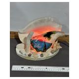 VINTAGE SEASHELL LAMP, WORKS, MARKED GREAT FALLS