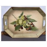 VINTAGE OCTAGONAL SERVING TRAY WITH PAINTED DESIGN