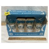 8 ANCHOR HOCKING COLORFUL GLASSES ORIGINAL BOX