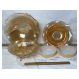 MARIGOLD CENTERPIECE BOWLS, FIREKING PEACH LUSTER