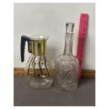 DECANTER, MID-CENTURY PITCHER-GOLD TONE