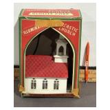 VINTAGE GLOLITE PLASTIC CHRISTMAS CHURCH LIGHTS UP