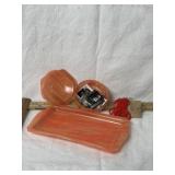 VINTAGE PEACH COLORED CELLULOID VANITY SET