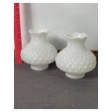 QUILT PATTERN MILK GLASS LAMP SHADES