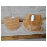 FIRE-KING PEACH COLORED CASSEROLE & CUSTARD DISHES