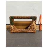 VINTAGE FAUX CARVED WOOD HODER W /NATIVE AMERICAN