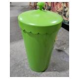 VINTAGE GREEN PLASTIC CLOTHS HAMPER OR STORAGE BIN