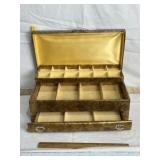MID-CENTURY YELLOW/GOLD VELVET LINED JEWELRY BOX
