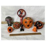 VINTAGE HALLOWEEN DECORATINS, CANDLE, TIN