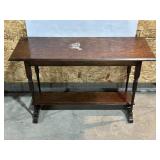 VINTAGE WOOD WALL TABLE, STAIN ON TOP