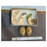 S & P SHAKER, WOOD EGG, ADVERTISING ITEMS, PIN