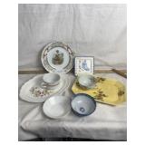 VINTAGE DISHES, PLATES, CUPS, PLATTER