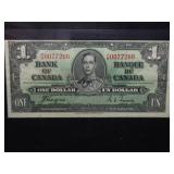 $1 1937 CANADA BANK NOTE (VF+)