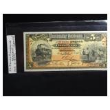 1914 EL BANCO PENINSULAR MEXICANO 5 PESO NOTE (GEM