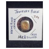 14K & STERLING JEWELRY PIECE OF MENS RING