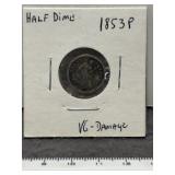 1853 - P HALF DIME, SILVER