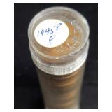 TUBE OF 1945-P WHEAT PENNIES ALL SAME DATE