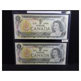 2 CONSECUTIVE CANADA BANK NOTES (CU)