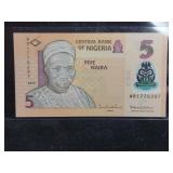 2013 NIGERIA POLYMER 5 NAIRA BANK NOTE