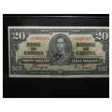 $20 1937 CANADA BANK NOTE (VF+)
