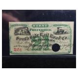 1877 $40 SOUTHSIDE RAILROAD CO. BOND